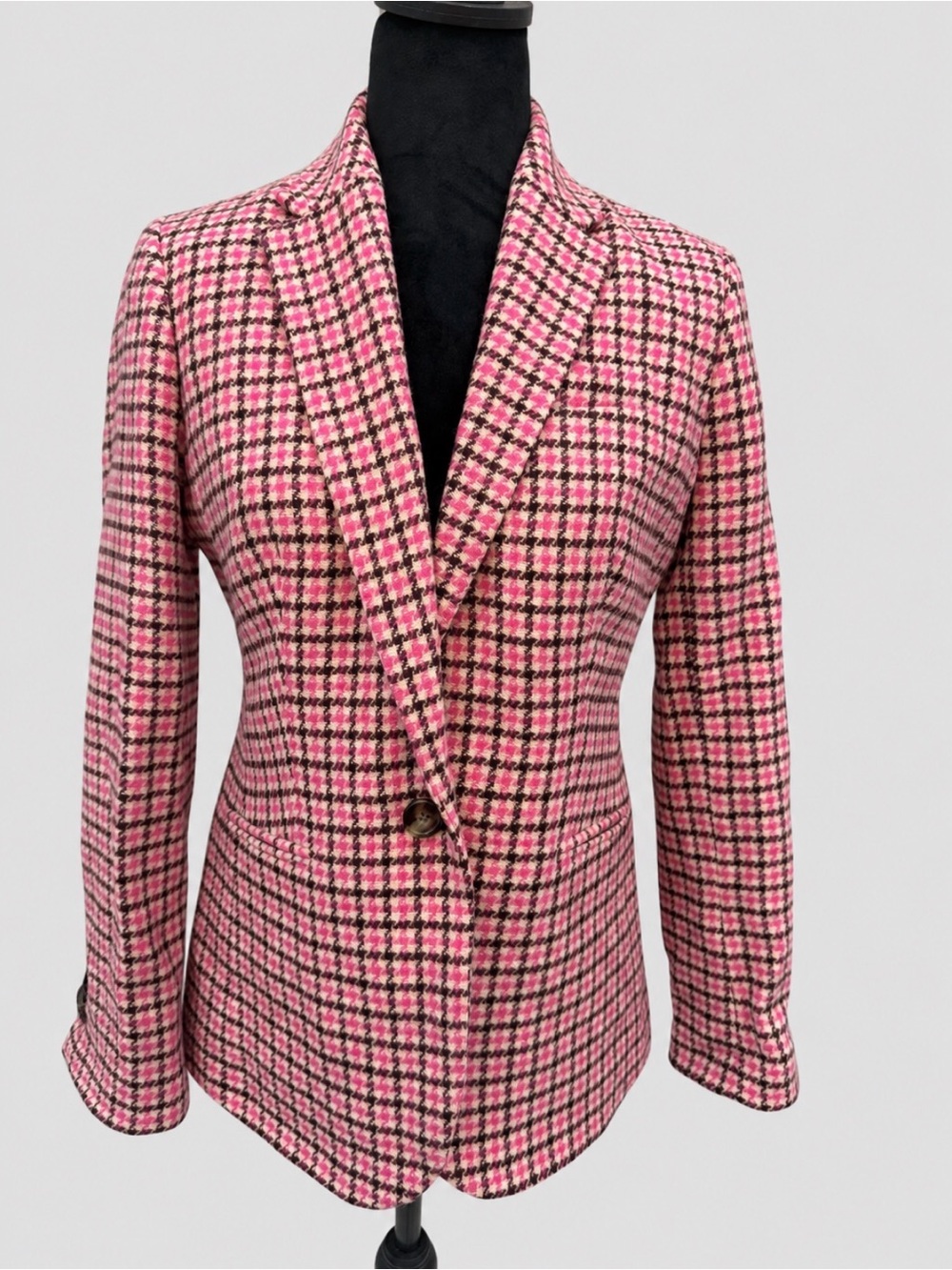 💗 *NICE* J.Crew Campbell Pink Houndstooth Blazer — Size 2 💗
